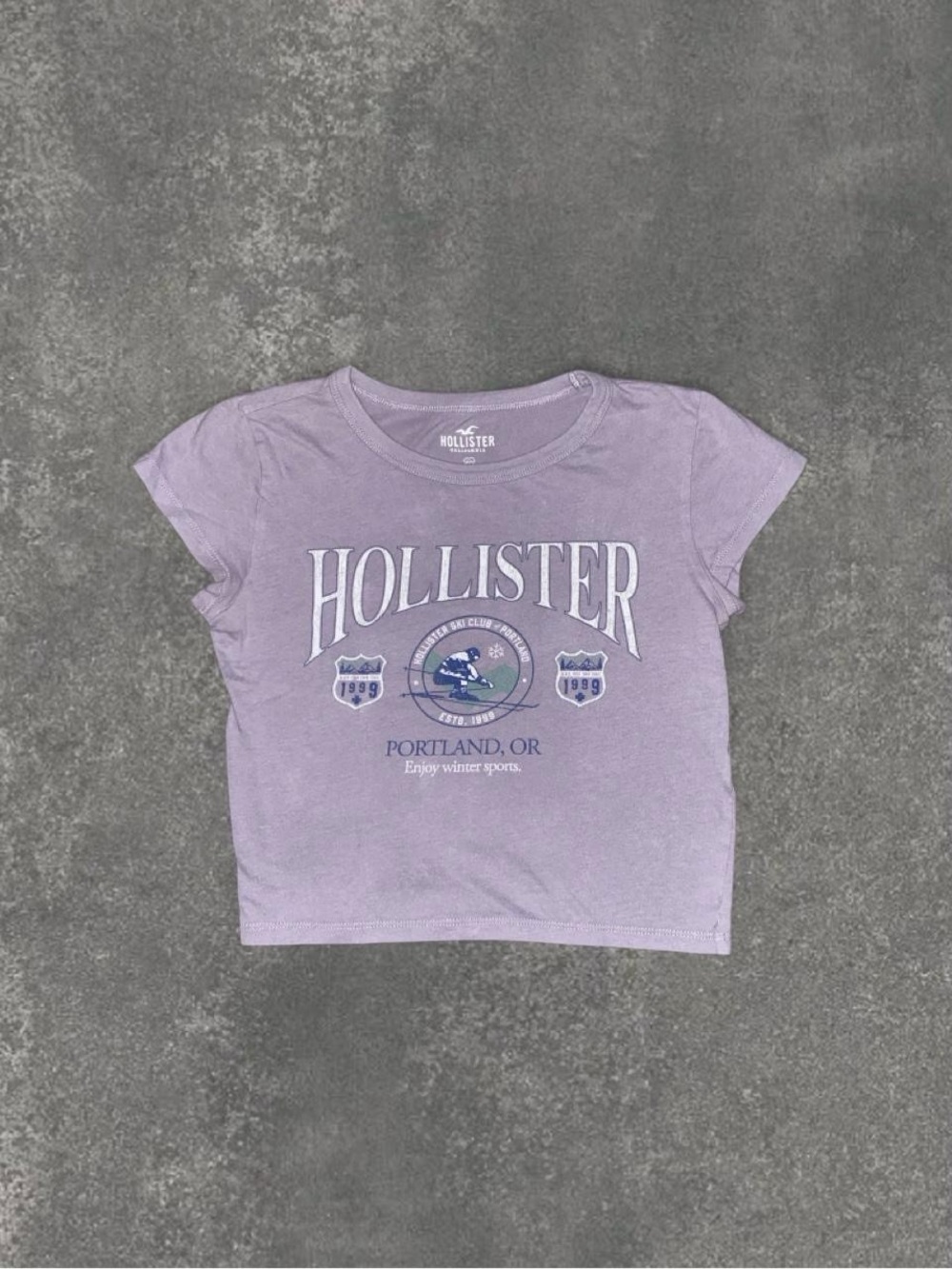 Y2K Hollister Lavender Graphic Crop Tee